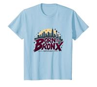 Hip Hop Born in The Bronx Urban NYC Skyline Art T-Shirt, Kids, Baby Blue, 12 Years