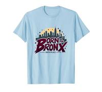 Hip Hop Born in The Bronx Urban NYC Skyline Art T-Shirt, Men, Baby Blue, M