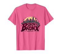Hip Hop Born in the Bronx Urban NYC Skyline Art T-Shirt, Men, Pink Heather, 3X-Large