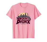 Hip Hop Born in The Bronx Urban NYC Skyline Art T-Shirt, Men, Pink, M