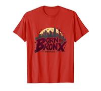 Hip Hop Born in The Bronx Urban NYC Skyline Art T-Shirt, Men, Red, S