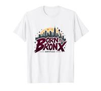 Hip Hop Born in The Bronx Urban NYC Skyline Art T-Shirt, Men, White, 3XL