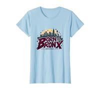 Hip Hop Born in The Bronx Urban NYC Skyline Art T-Shirt, Women, Baby Blue, XXL