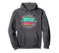 Hip Hop Break Beats Retro Graffiti Style Music Art Pullover Hoodie, Adult Unisex, Dark Heather Grey, M