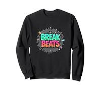 Hip Hop Break Beats Retro Graffiti Style Music Art Sweatshirt, Adult Unisex, Black, M