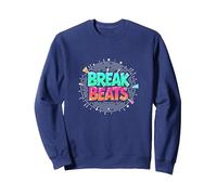 Hip Hop Break Beats Retro Graffiti Style Music Art Sweatshirt, Adult Unisex, Navy, XL
