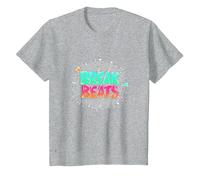 Hip Hop Break Beats Retro Graffiti Style Music Art T-Shirt, Kids, Heather Grey, 4 Years