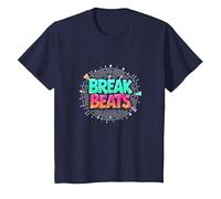 Hip Hop Break Beats Retro Graffiti Style Music Art T-Shirt, Kids, Navy, 6 Years