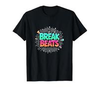 Hip Hop Break Beats Retro Graffiti Style Music Art T-Shirt, Men, Black, 4XL