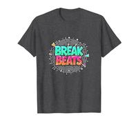 Hip Hop Break Beats Retro Graffiti Style Music Art T-Shirt, Men, Dark Heather Grey, 4XL