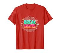 Hip Hop Break Beats Retro Graffiti Style Music Art T-Shirt, Men, Red, M