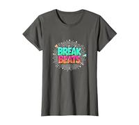 Hip Hop Break Beats Retro Graffiti Style Music Art T-Shirt, Women, Asphalt, 3XL