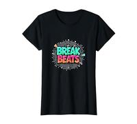 Hip Hop Break Beats Retro Graffiti Style Music Art T-Shirt, Women, Black, XL