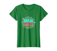 Hip Hop Break Beats Retro Graffiti Style Music Art T-Shirt, Women, Kelly Green, L