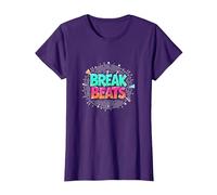 Hip Hop Break Beats Retro Graffiti Style Music Art T-Shirt, Women, Purple, XS
