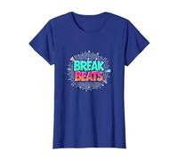 Hip Hop Break Beats Retro Graffiti Style Music Art T-Shirt, Women, Royal Blue, 3XL