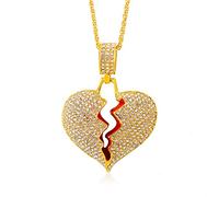 Hip Hop Broken Heart Necklace Unisex Hip Hop Necklace Personalized Casual Trendy Anniversary Valentine's Day Party