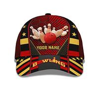 Hip Hop Cap Bowling Red Ten Pin Bowling Ball Happy Hat 3D Print Custom Name Hats Fashion Sun Visor Hat Classic Cap for Adult, Boys, Men