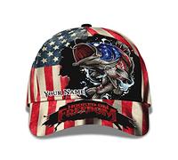 Hip Hop Cap Flying Fish Hooked On Freedom Customizable Name 3D Baseball Cap Outdoor Snapback Cap Classic Cap for Ladies, Men, Youth