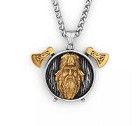 Hip-hop Charm Vi Double Axe Odin Pendant Stainless Steel Necklace Chain