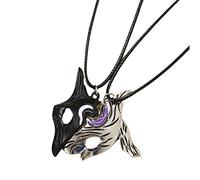 Hip Hop Couple Pendant 2Pcs Kindred Hunters Couples Pendant Best Friend Necklaces Personalized Animal Mask Two-Tone Necklace