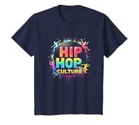 Hip Hop Culture Vibrant Urban Beat for Men Music Lovers T-Shirt, Kids, Navy, 12 Years