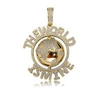 Hip Hop Earth Pendant The World Is Mine Necklace With Tennis Chain Fashion CZ Stone Mens Jewelry hip hop,Necklaces