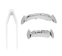 Hip Hop False Teeth Set - Reusable Copper Design for Halloween Festivals, Unique Decoration & Fashion Statement for Parties (Silver)