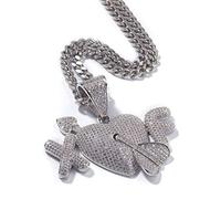 Hip Hop Fully Iced Out Bubble Extra Fine An Arrow Through A Heart Pendant Necklace Mens & Womens Jewelry Gifts Hand Chain