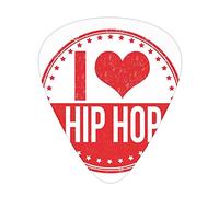 Hip Hop Guitar Picks 12 Pack Universal ABS Guitar Picks,I Love Hip Hop Phrase on a Circular Grungy Background with Star,for Acoustic and Electric Guitar,White and Vermilion