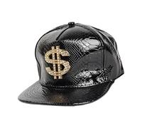 Hip Hop Hat with Dollar Sign, Flat-Brimmed Hat, Rock Cap, Gold Digger Costume, 80s 90s Rapper Costume Accessories for Halloween Partys, Masquerade