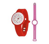 HIP HOP HERO.DOT Collection Women's Watch, Analogue Quartz Movement, Water Resistant to 50 m, Silicone Strap, Adjustable Length, Women's Gift Ideas, red, 34, Modern
