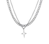 Hip Hop Hollow Star Double Layer Necklace for Men Women Trend Charm Choker Necklace Unisex Punk Jewelry Gifts