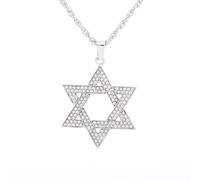 Hip Hop Ice Crystal Zirconia Star of David Hexagram Pendant Necklace for Men Personalized Pendant Israeli Jewish Jewelry Gift