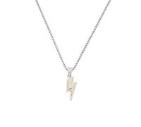 Hip Hop Lightning Bolt Crystal Pendant Necklace Stainless Steel Vintage Iced Out Thunder Flash Sparkly Rhinestone CZ Bling Chain Necklace for Men Women Punk Rock Music Halloween Christmas Fashion