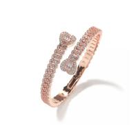 Hip Hop Love Heart Cuff Bangle Bracelet Ring Micro Paved Cubic Zirconia Jewelry-Rose Gold-only Bacelet-7 in