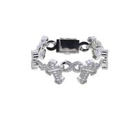 Hip Hop Men Jewelry Two Tone Gold Color Micro Paved 5A Sparking CZ Iced Out Bling Infinity Cross Charm Bracelet, 20cm, Cubic Zirconia, Cubic Zirconia