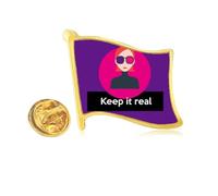 Hip Hop Music Keeps It True Golden Metal Flag Lapel Pin Badge