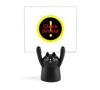 Hip Hop Music Keeps True Attention Provocation Memo Holder Cartoon Black Cat Stand Decoration