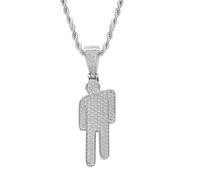 Hip Hop Necklace for Men, Sliver Crooked Headed Man Pendant Necklace | Silver Zircon Classic Rap Style Chain Necklace, Adjustable & Durable Hip Hop Jewellery Accessory for Guy Decorations