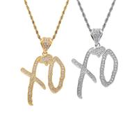 Hip Hop Necklace Simple Letter XO Pendant Necklace Fashionable Exquisite Alloy Torque New Leading The Trend of Accessories Unisex Shiny Creative Gift (Gold+Silver)