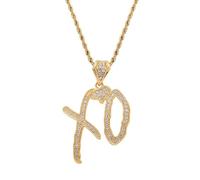 Hip Hop Necklace Simple Letter XO Pendant Necklace Fashionable Exquisite Alloy Torque New Leading The Trend of Accessories Unisex Shiny Creative Gift (Gold)