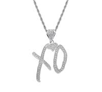 Hip Hop Necklace Simple Letter XO Pendant Necklace Fashionable Exquisite Alloy Torque New Leading The Trend of Accessories Unisex Shiny Creative Gift (Silver)