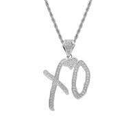 Hip Hop Necklace,Simple Letter XO Pendant Necklace, Fashionable Zircon Exquisite Alloy Necklaces, Leading The Trend of Accessories, Unisex, Shiny Gift,Fan Gift