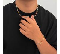 Hip-hop niche colored five-pointed star crystal necklace men's high-end niche clavicle chain men's necklace