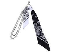 Hip Hop Paisley Biker Bandana With Double Layer Waist Metal Wallet Chain Contrast Color Headscarf Keychain Pants Belt