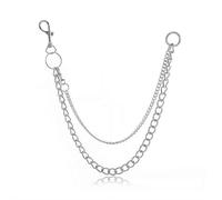 Hip Hop Pants Jean Chain, Goth Punk Silver Trousers Chains, Biker Heavy Thick Wallet Pocket Chains Belt Silver Keychains Body Jewelry for Men and Women