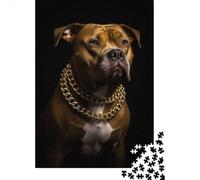 Hip Hop Pitbull Dog 1000-Piece Puzzle for Adults, 38x26cm/1000pcs; to Complete Gradually over A Weekend; White Pieces with A Smooth Surface