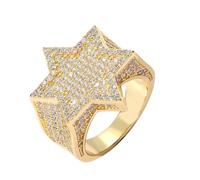 Hip Hop Punk Ring Pentagram Hexagonal Ring Personality For Men Christmas Ins Style Simple Casual Trendy Jewelry Party Gift