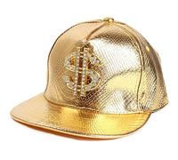 Hip Hop Rapper Hat Pu Leather Baseball Cap for Men Women Adjustable Flat Snapback Unisex Hip Hop Punk Hats Gold